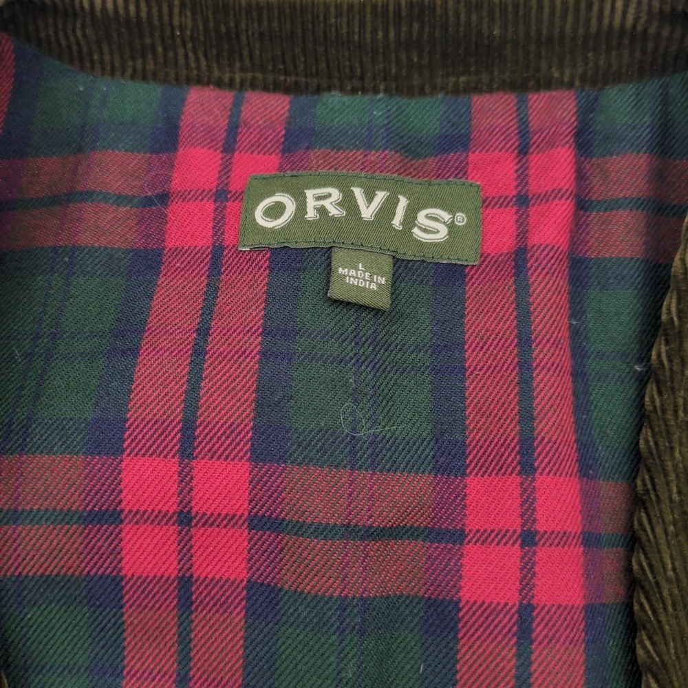 Orvis Olive Green Corduroy Vest Men's L Casual Dressy Outdoors Great Condition - Picture 3 of 8